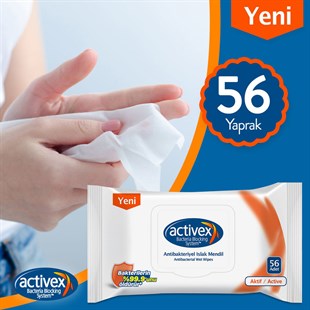 Activex Antibakteriyel Islak Mendil Aktif 56 Yaprak 12'li Avantajlı Koli